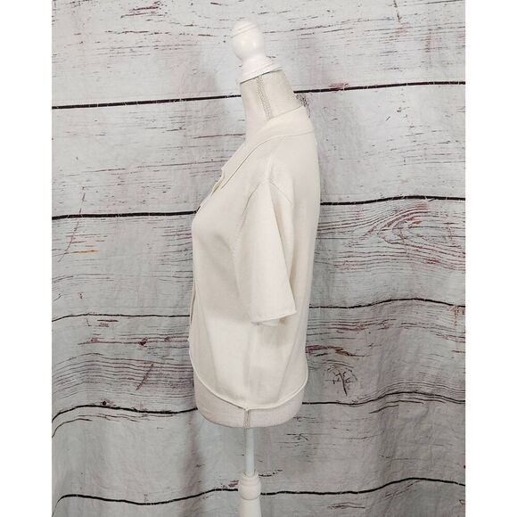 CRUSH Silk Cashmere Button Front Short Seeve Sweater Size Small - Picture 3 of 6